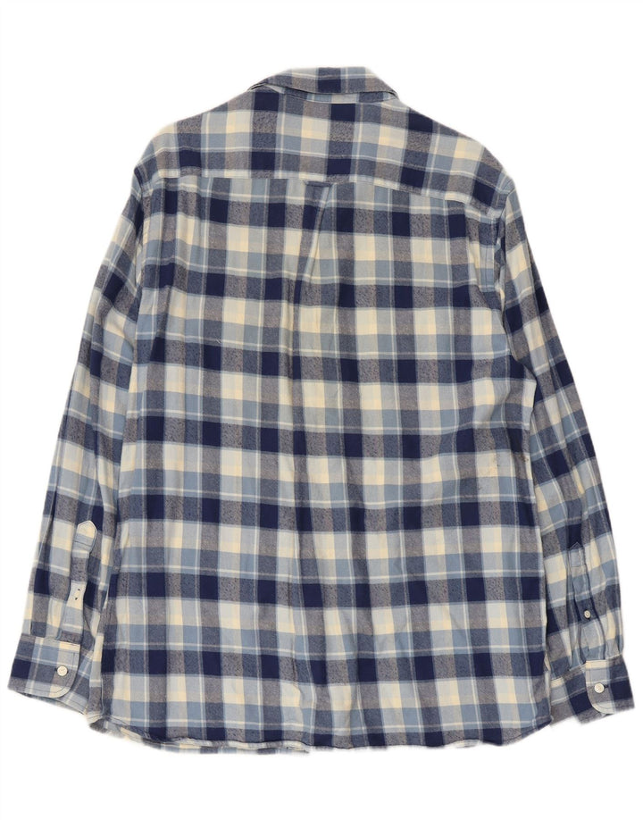 JAEGER Mens Flannel Shirt Large Blue Check Cotton