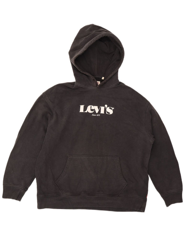 Levi's Mens Graphic Relaxed Fit Hoodie Jumper Large Black Cotton
