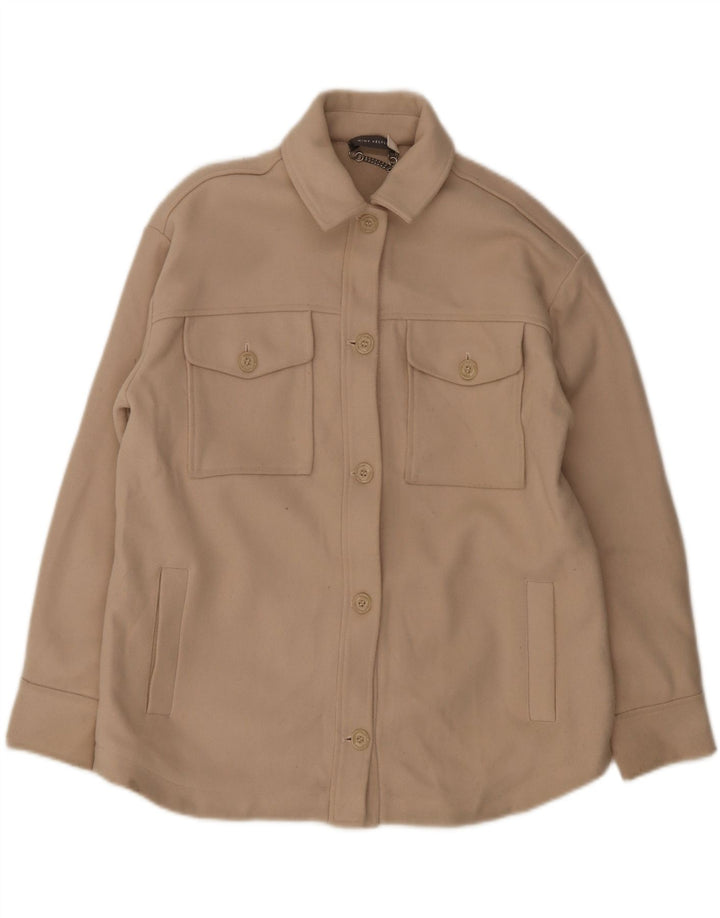 MINT VELVET Womens Oversized Bomber Jacket UK 14 Medium Beige Acrylic