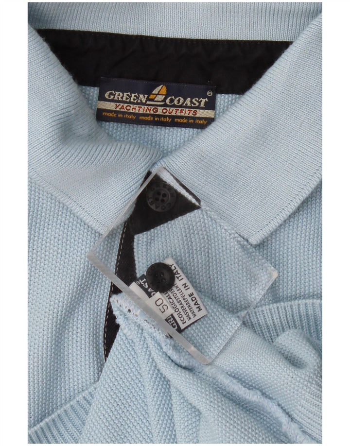 Green Coast Mens Polo Neck Jumper Sweater IT 50 Medium Blue