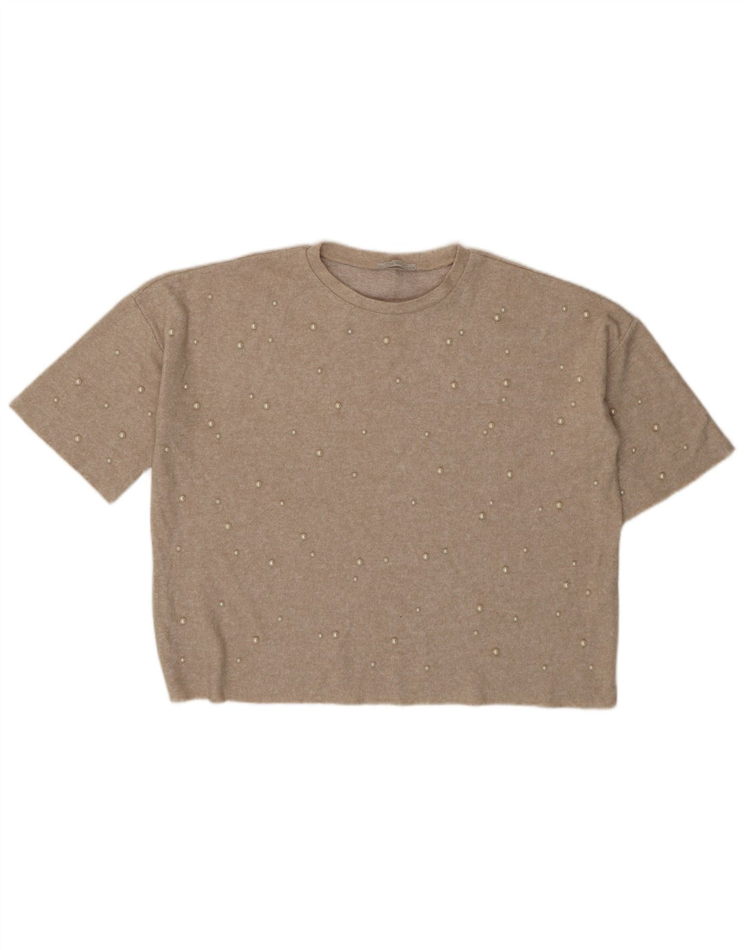 Zara Womens Trafaluc Oversized Blouse Top UK 14 Medium Beige Spotted