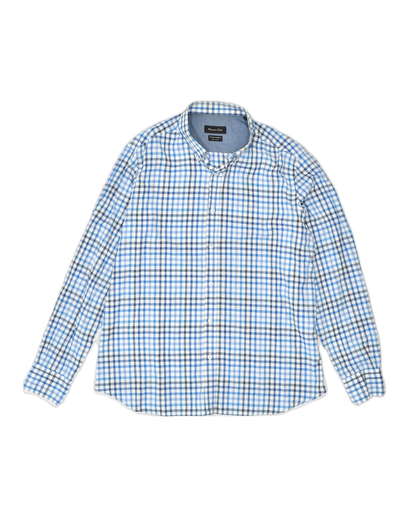 MASSIMO DUTTI Mens Shirt XL Blue Check Cotton | Vintage | Thrift | Second-Hand | Used Clothing | Messina Hembry 