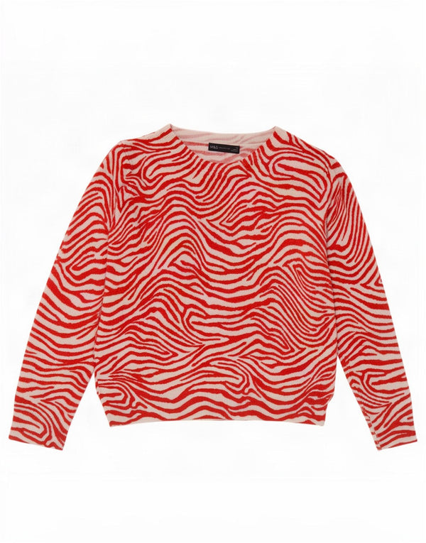 Marks & Spencer Womens Crew Neck Jumper Sweater UK 12 Medium Red