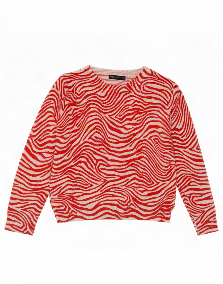 Marks & Spencer Womens Crew Neck Jumper Sweater UK 12 Medium Red