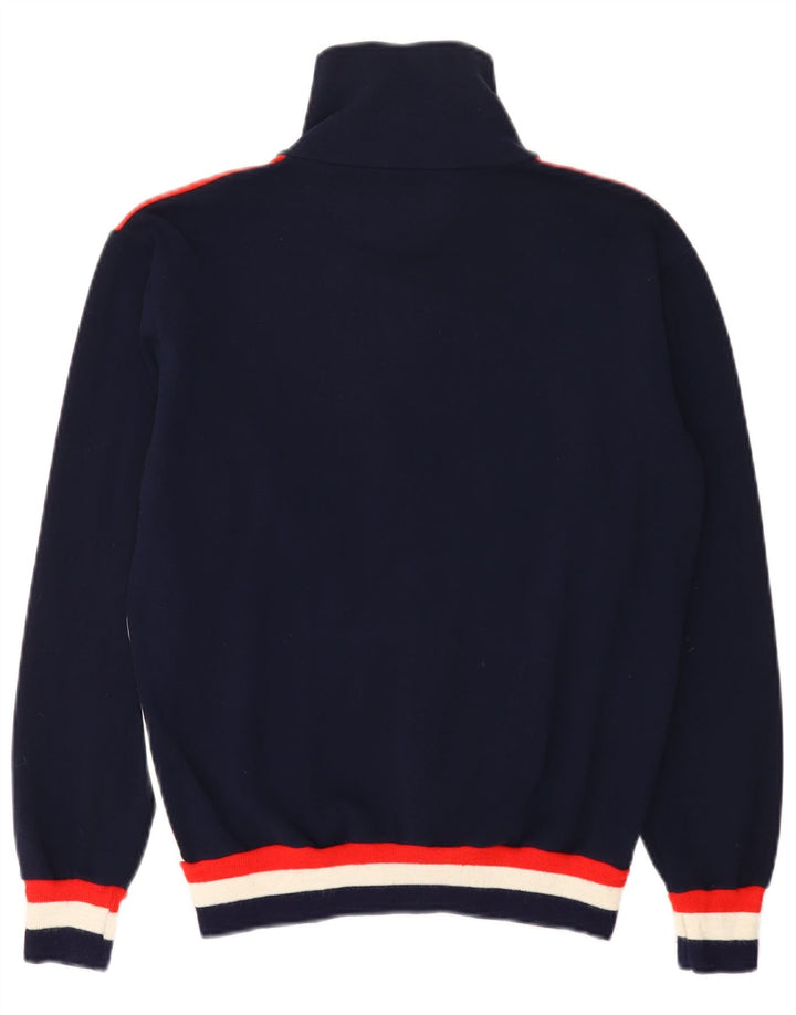 GRIFONI Mens Zip Neck Sweatshirt Jumper IT 48 Small Navy Blue Colourblock