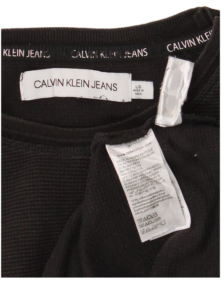 Calvin Klein Jeans Mens Top Long Sleeve Large Black Cotton