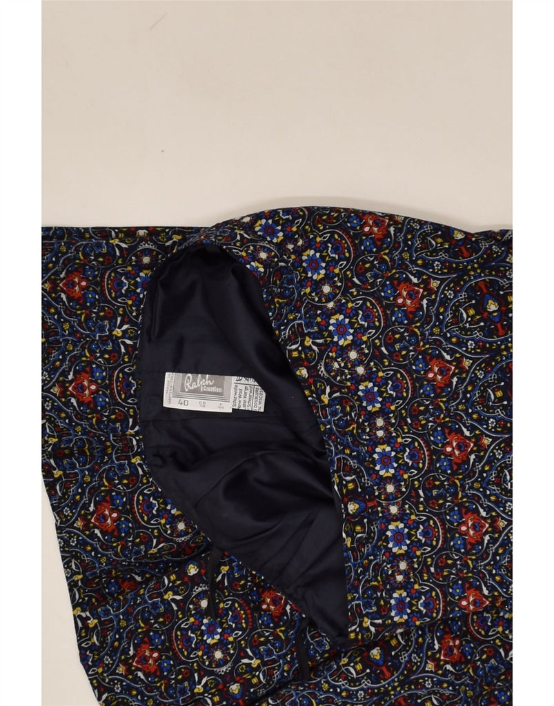 VINTAGE Womens Pleated Skirt UK 14 Medium W29 Blue Floral Wool | Vintage Vintage | Thrift | Second-Hand Vintage | Used Clothing | Messina Hembry 