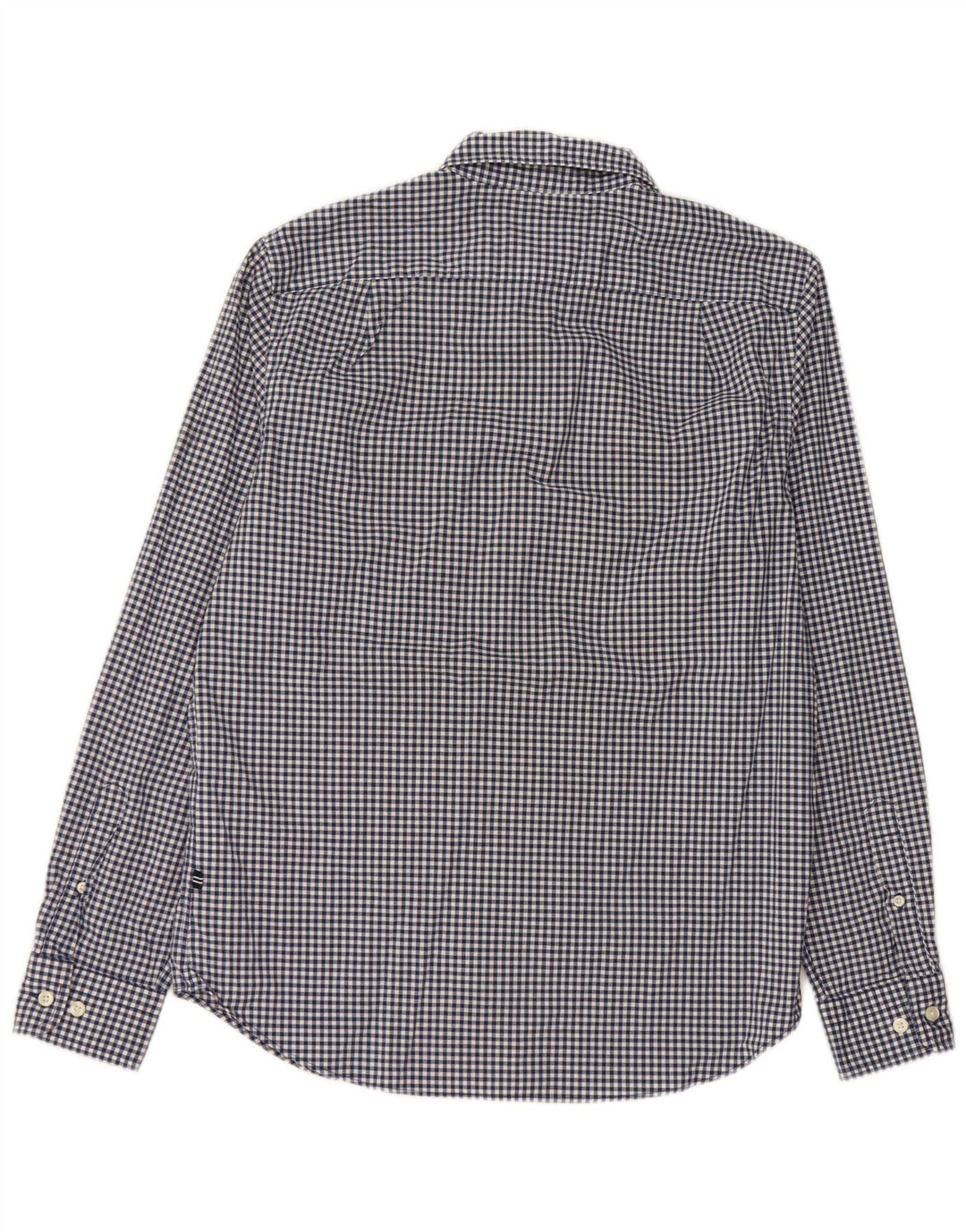 Nautica Mens Stretch Classic Fit Shirt Small Navy Blue Gingham Cotton