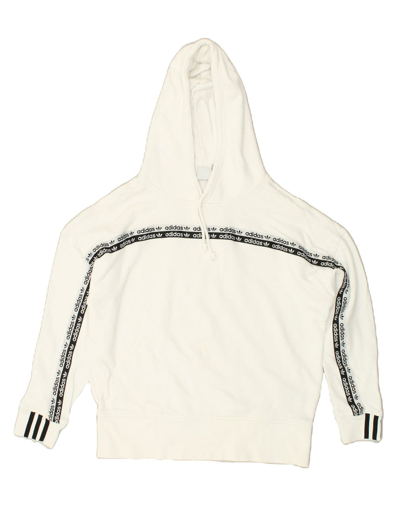 ADIDAS Womens Hoodie Jumper UK 10 Small  White Cotton | Vintage Adidas | Thrift | Second-Hand Adidas | Used Clothing | Messina Hembry 