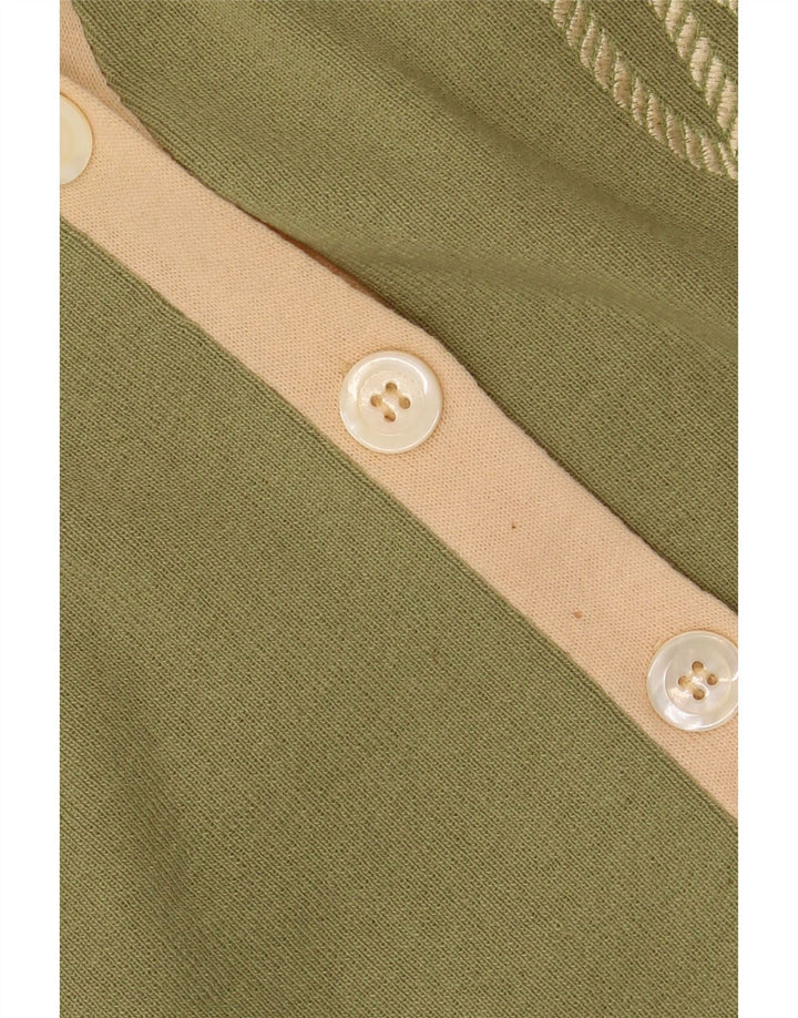LES COPAINS Womens Cardigan Sweater UK 4 XS Khaki Wool