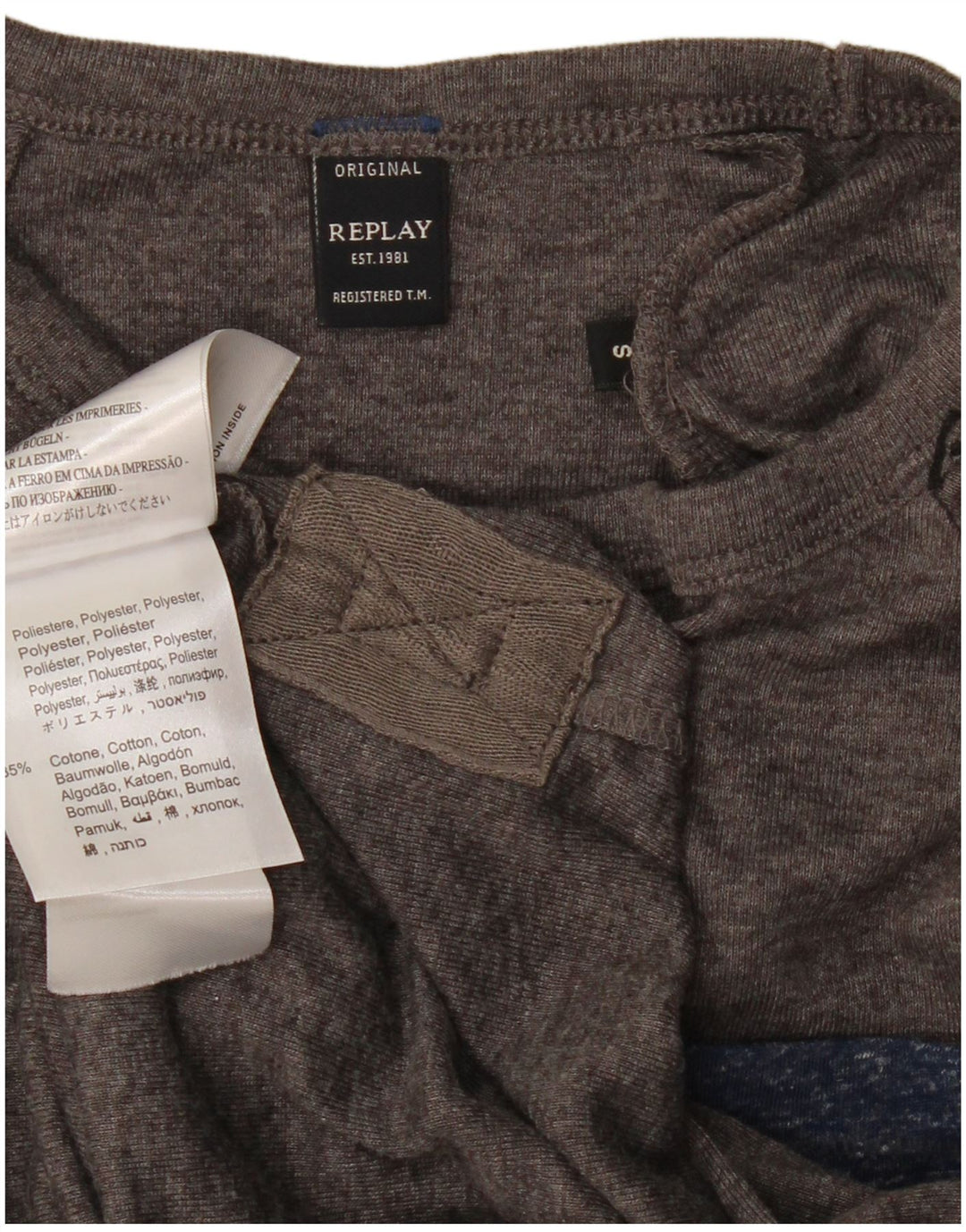 REPLAY Womens T-Shirt Top UK 10 Small Grey Flecked Polyester