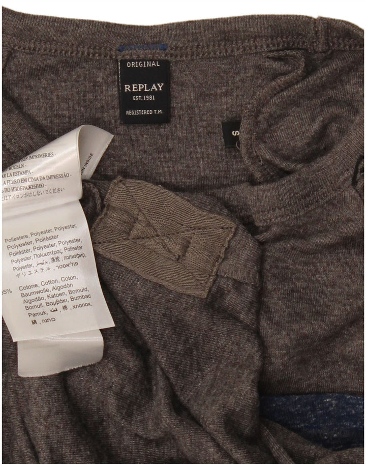 REPLAY Womens T-Shirt Top UK 10 Small Grey Flecked Polyester