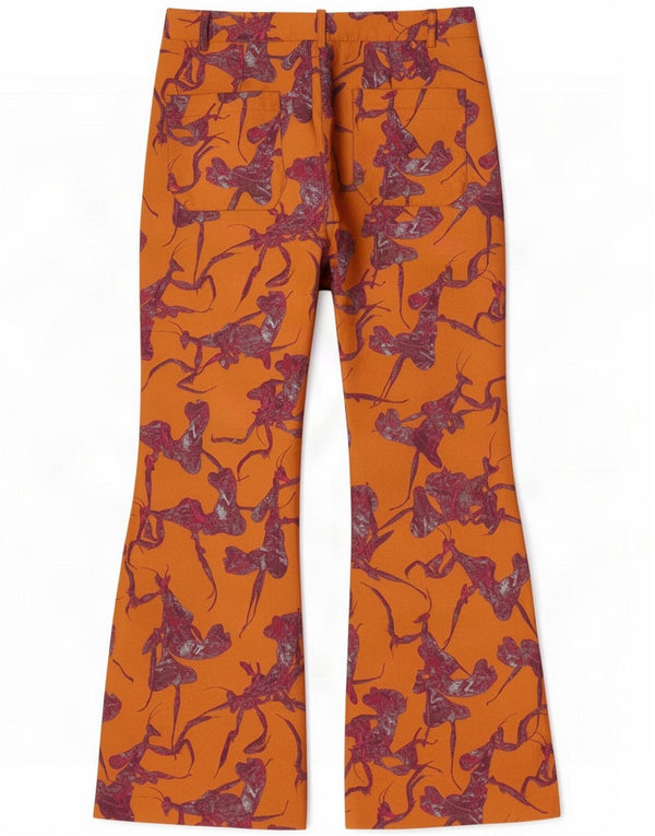 Desigual Womens Abstract Pattern Flare Trousers Medium W30 L30 Orange