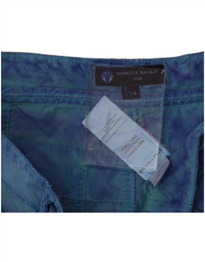 North Sails Boys Cargo Shorts 13-14 Years W28  Blue Tie Dye Cotton