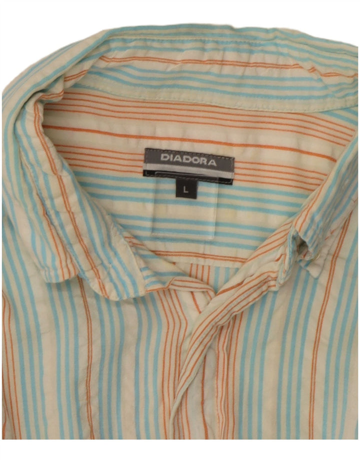 Diadora Mens Shirt Large Multicoloured Striped Cotton