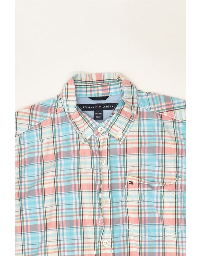 TOMMY HILFIGER Boys Shirt 12-13 Years Medium  Blue Check Cotton | Vintage Tommy Hilfiger | Thrift | Second-Hand Tommy Hilfiger | Used Clothing | Messina Hembry 