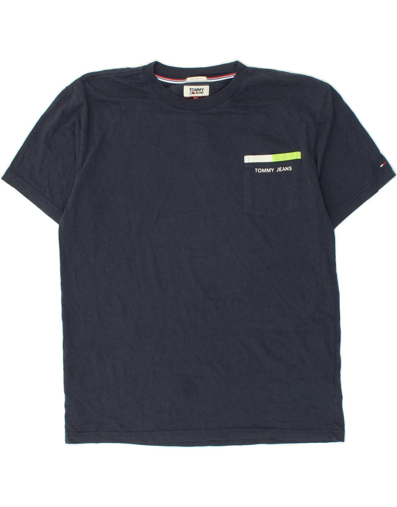 TOMMY HILFIGER Mens Relaxed Fit Graphic T-Shirt Top Large Navy Blue Cotton Vintage Tommy Hilfiger and Second-Hand Tommy Hilfiger from Messina Hembry 