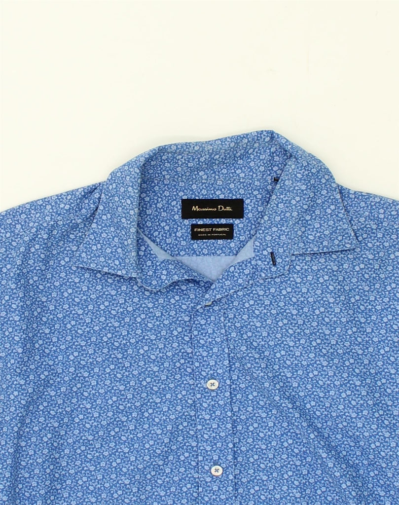 MASSIMO DUTTI Mens Shirt Medium Blue Floral Cotton | Vintage Massimo Dutti | Thrift | Second-Hand Massimo Dutti | Used Clothing | Messina Hembry 