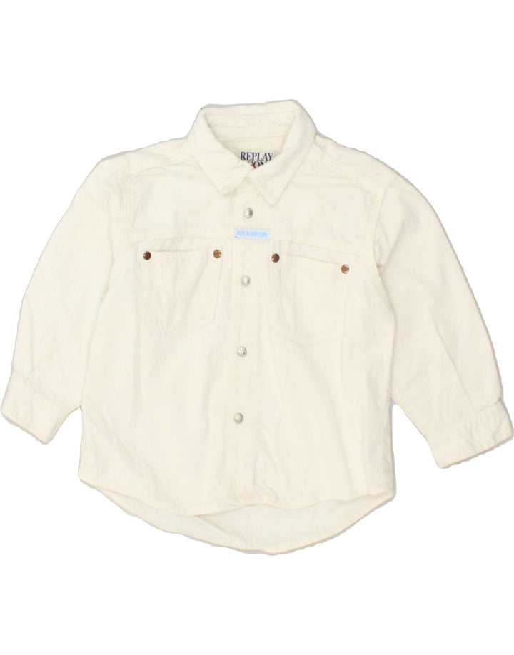 REPLAY AND SONS Baby Boys Denim Shirt 18-24 Months White Cotton | Vintage Replay and Sons | Thrift | Second-Hand Replay and Sons | Used Clothing | Messina Hembry 