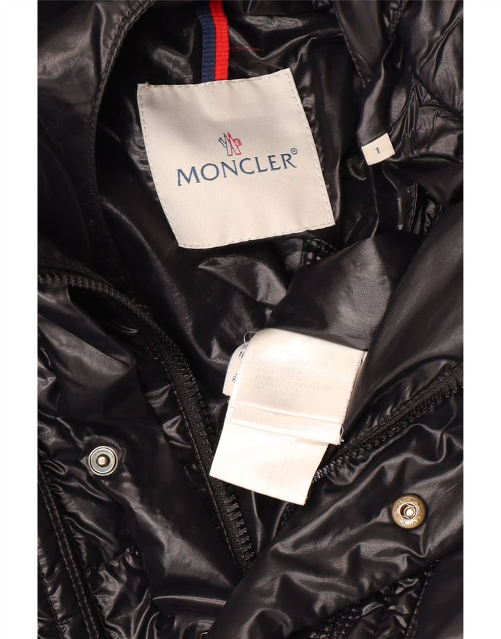 Moncler Womens Loose Fit Hooded Padded Jacket Size 1 Small Black Polyamide