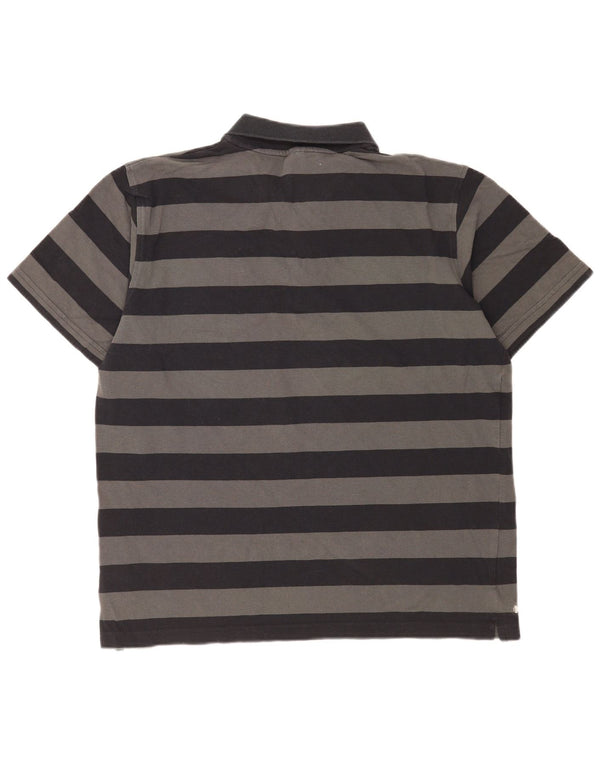 Reebok Mens Polo Shirt XL Grey Striped Cotton