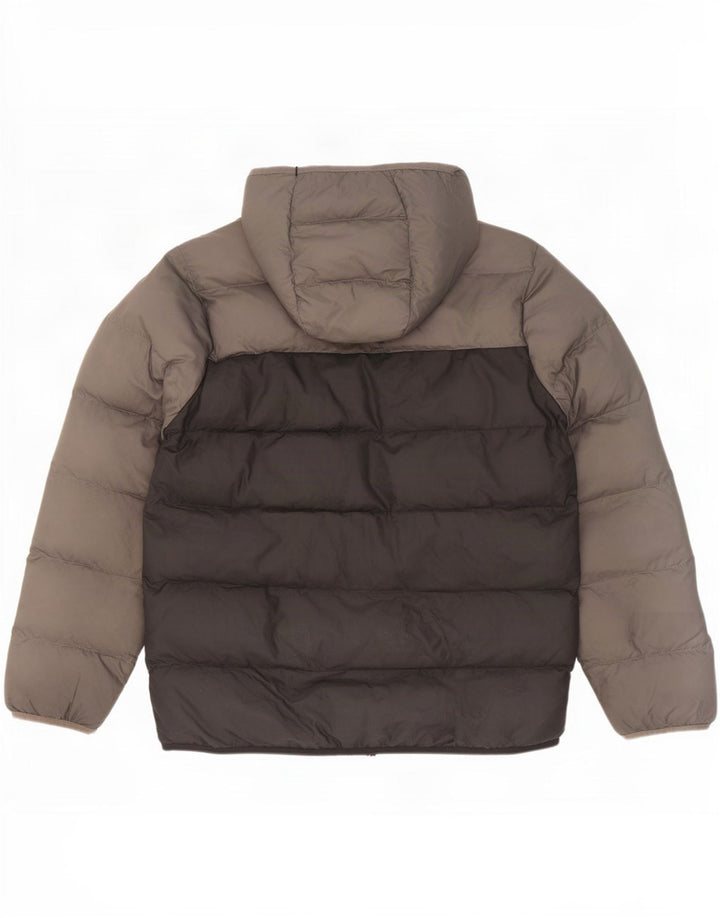 Adidas Boys Hooded Padded Jacket 15-16 Years Grey Colourblock Polyester