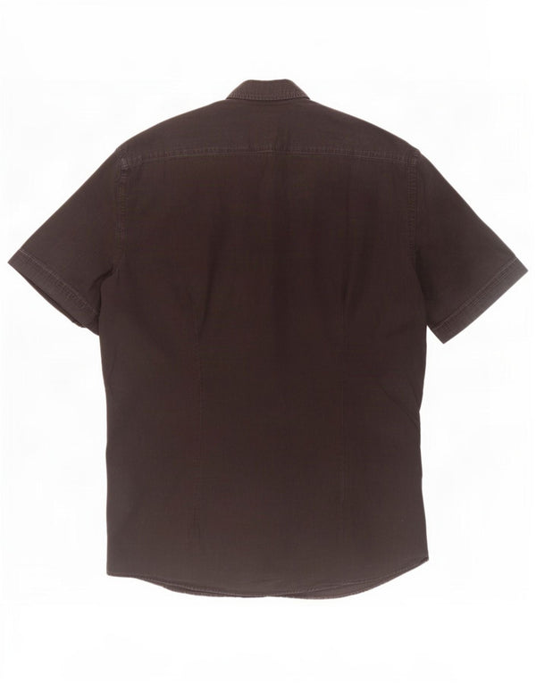 Trussardi Jeans Mens Short Sleeve Denim Shirt Large Black Cotton