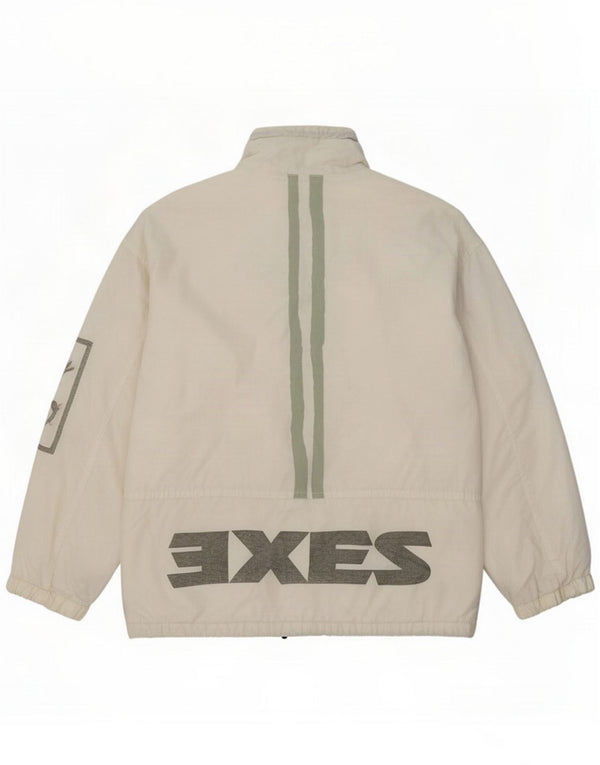 XS Exes Mens Graphic Hooded Windbreaker Jacket UK 44 2XL White