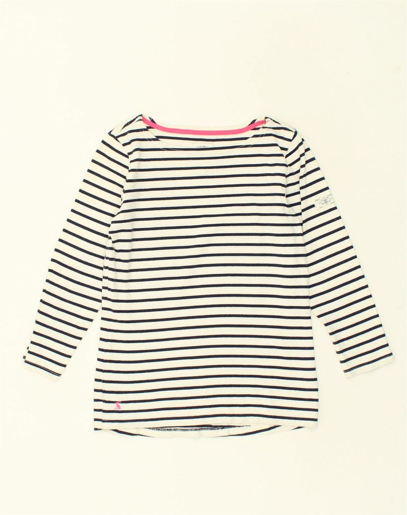 JOULES Womens Top Long Sleeve UK 8 Small  White Striped Cotton | Vintage Joules | Thrift | Second-Hand Joules | Used Clothing | Messina Hembry 