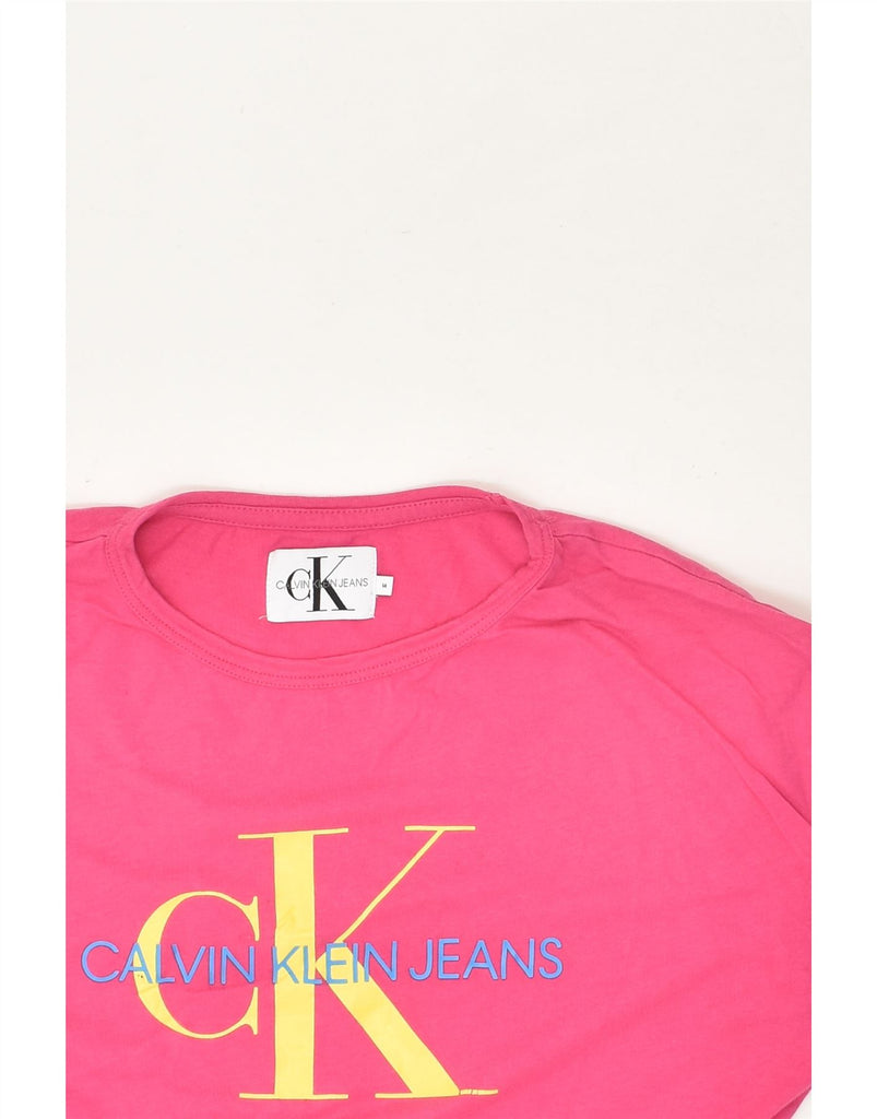 CALVIN KLEIN JEANS Womens Graphic T-Shirt Top UK 14 Large Pink Cotton | Vintage Calvin Klein Jeans | Thrift | Second-Hand Calvin Klein Jeans | Used Clothing | Messina Hembry 