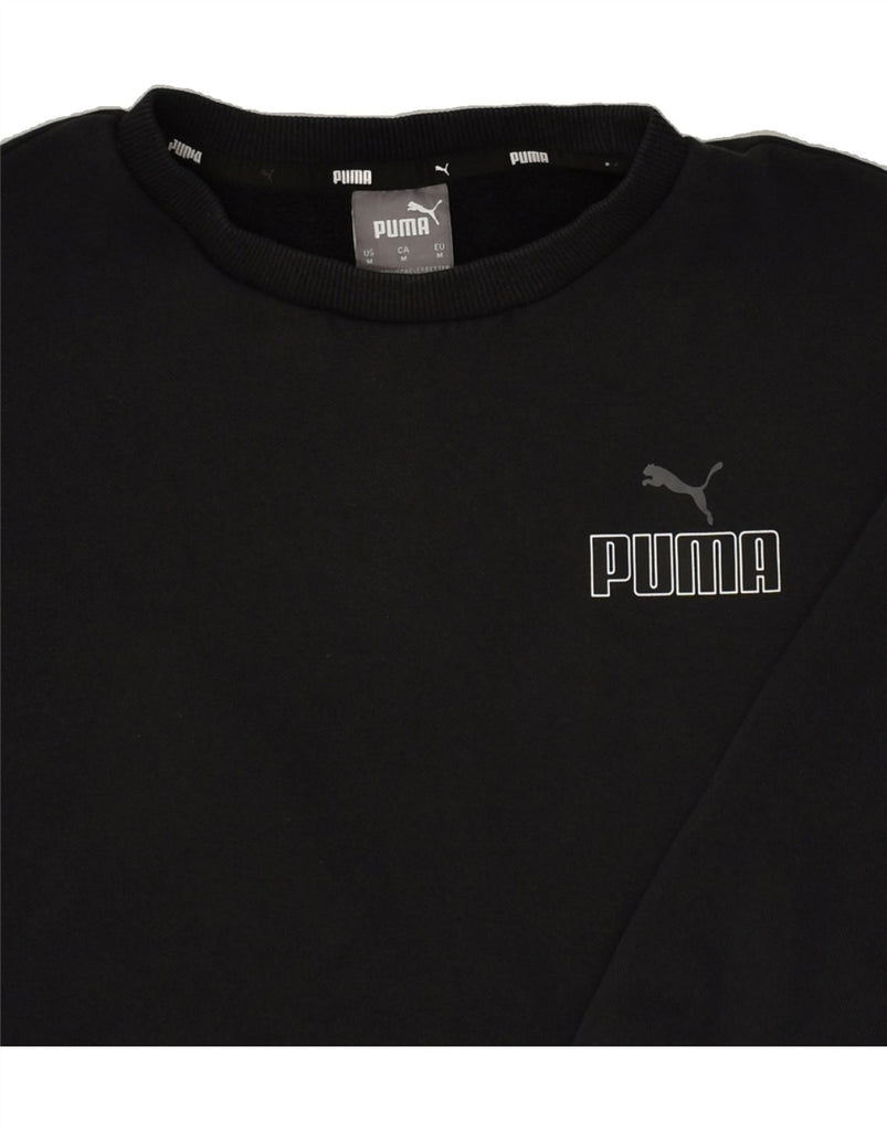 PUMA Mens Graphic Sweatshirt Jumper Medium Black Cotton | Vintage Puma | Thrift | Second-Hand Puma | Used Clothing | Messina Hembry 