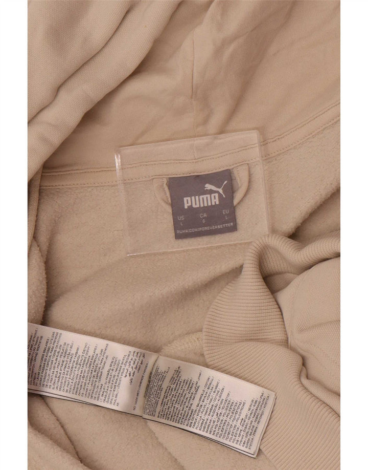 Puma Mens Graphic Zip Hoodie Sweater Large Beige Cotton