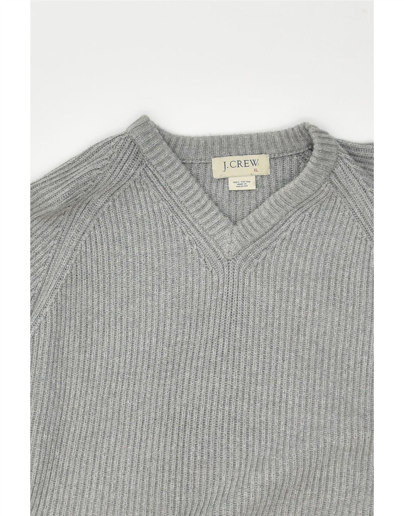 J. CREW Mens V-Neck Jumper Sweater XL Grey Cotton | Vintage J. Crew | Thrift | Second-Hand J. Crew | Used Clothing | Messina Hembry 