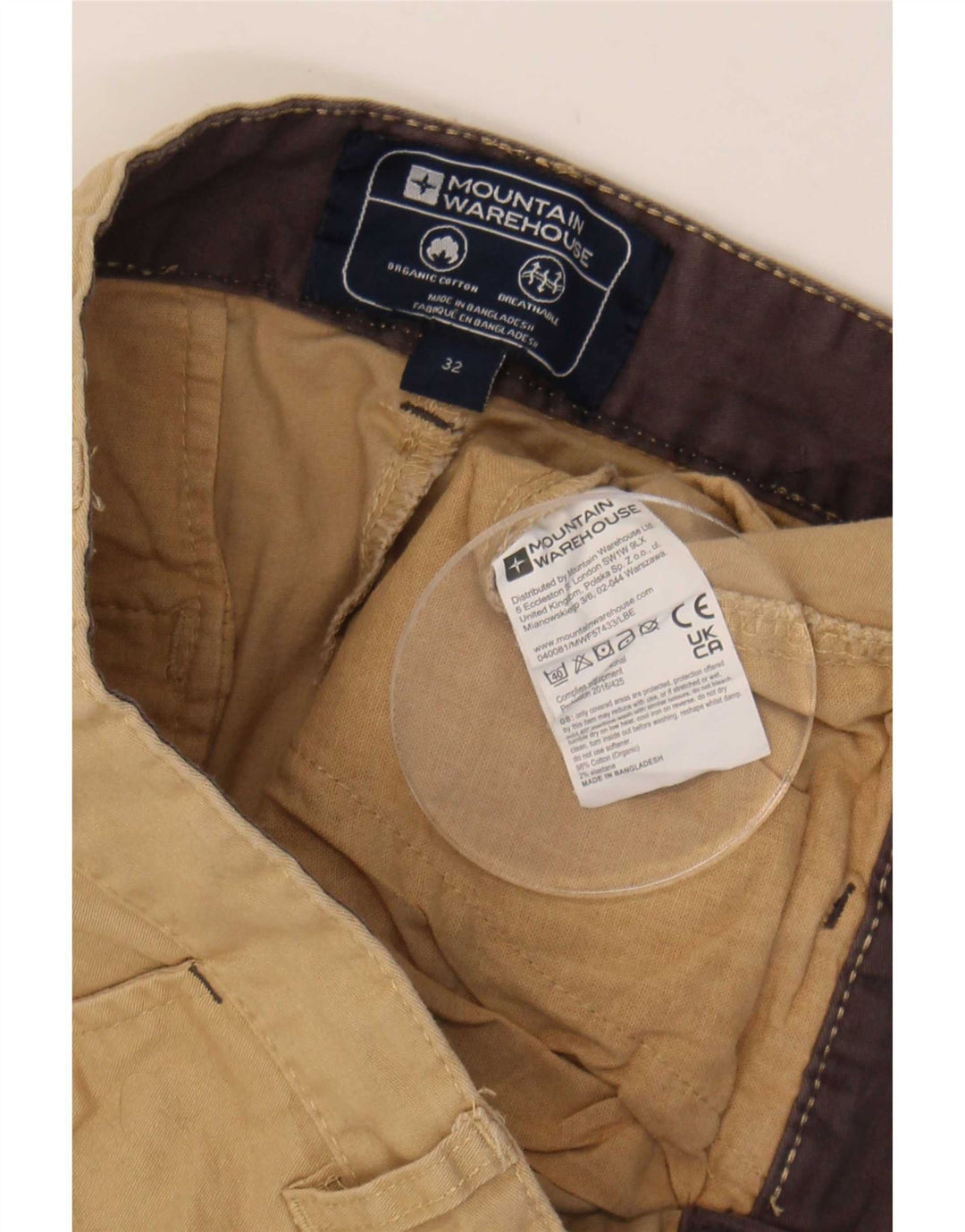 Mountain Warehouse Mens Chino Shorts W32 Medium Beige Cotton