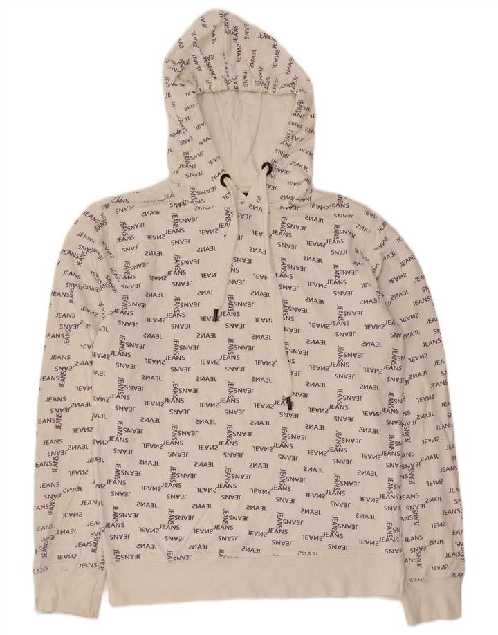 Jack & Jones Mens Graphic Hoodie Jumper Medium White Cotton