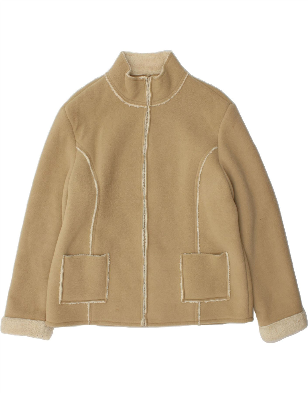 PACO Womens Fleece Jacket UK 18 XL Beige Polyester Vintage Paco and Second-Hand Paco from Messina Hembry 