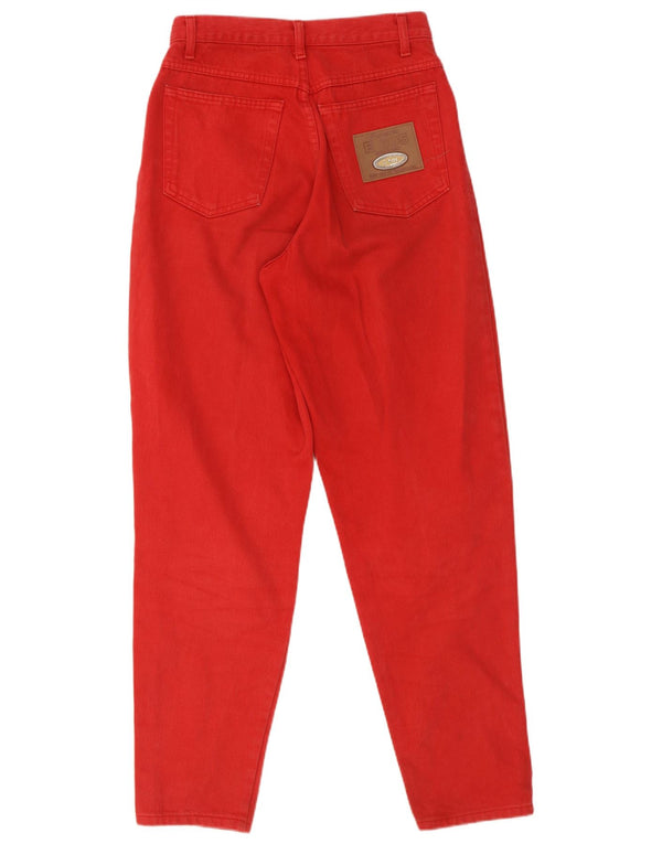 Vintage Womens High Waist Tapered Jeans IT 44 Medium W26 L30 Red Cotton