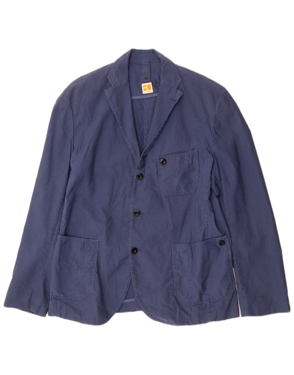 Hugo Boss Mens 3 Button Blazer Jacket EU 52 XL Blue Cotton