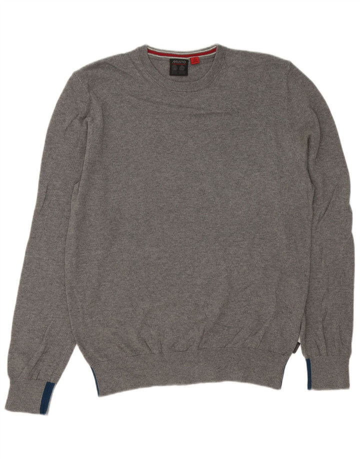 Musto Mens Crew Neck Jumper Sweater Medium Grey Cotton