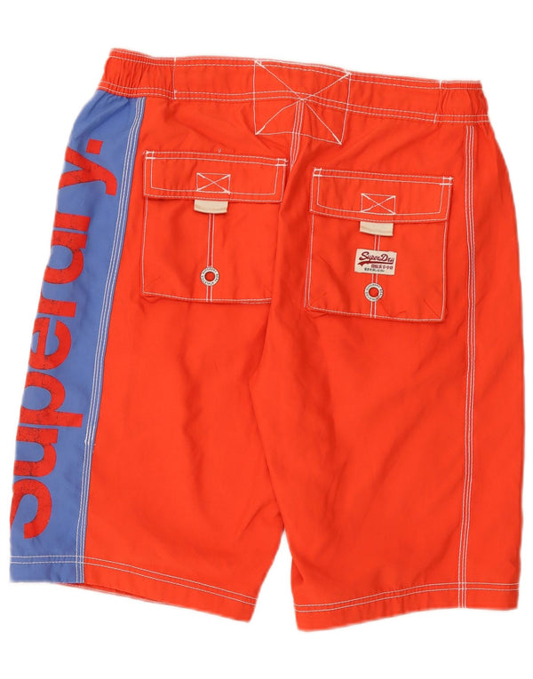 Superdry Mens Graphic Swimming Shorts Medium Orange Colourblock Polyester