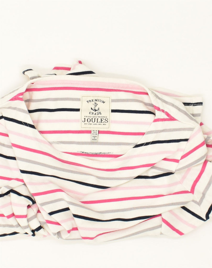 JOULES Womens Top Long Sleeve UK 10 Small  Off White Striped Cotton | Vintage Joules | Thrift | Second-Hand Joules | Used Clothing | Messina Hembry 