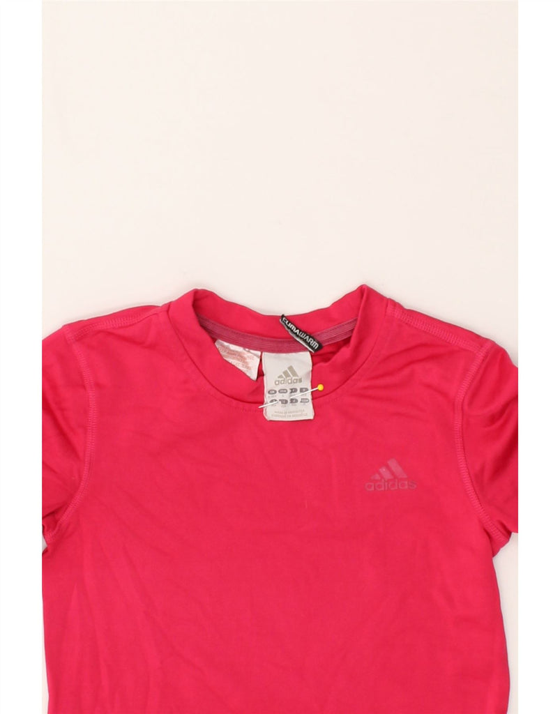 ADIDAS Girls Climawarm Graphic Top Long Sleeve 9-10 Years Pink Polyester | Vintage Adidas | Thrift | Second-Hand Adidas | Used Clothing | Messina Hembry 