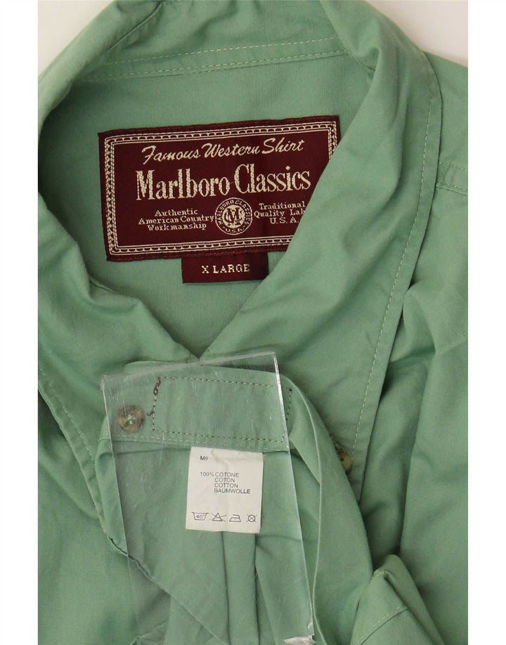 Marlboro Classics Mens Shirt XL Green Cotton