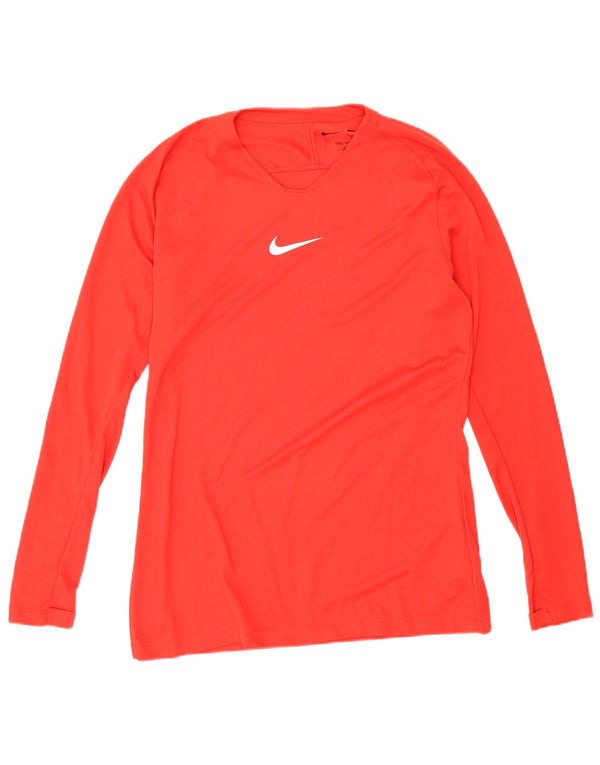 Nike Mens Dri Fit Slim Fit Graphic Top Long Sleeve Large Red Polyester