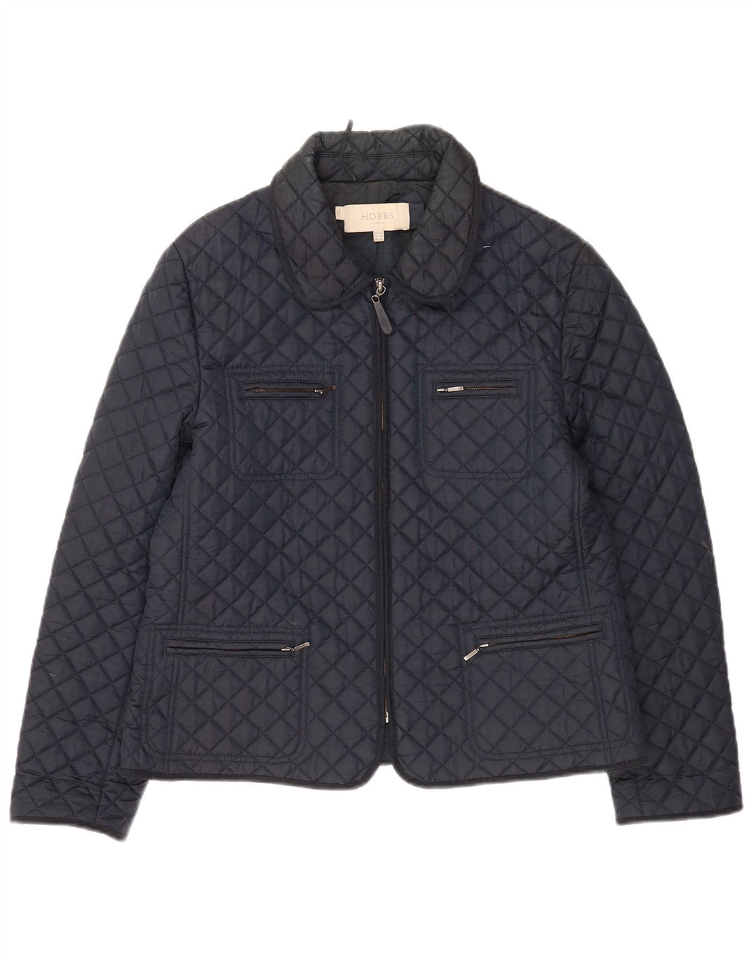 Hobbs Womens Quilted Jacket UK 14 Large Navy Blue Polyamide
