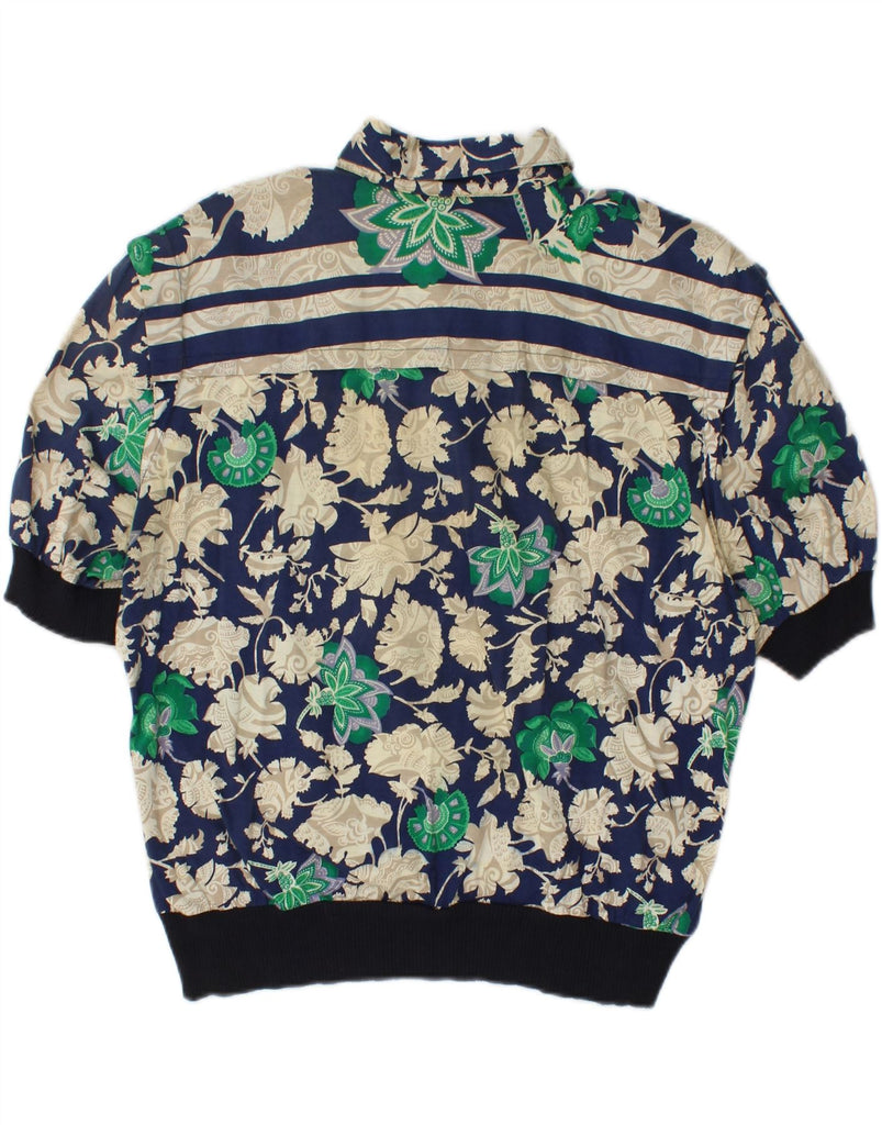 ARMANDO CALO Womens Short Sleeve Pullover Shirt US 16 2XL Navy Blue Floral Vintage Armando Calo and Second-Hand Armando Calo from Messina Hembry 