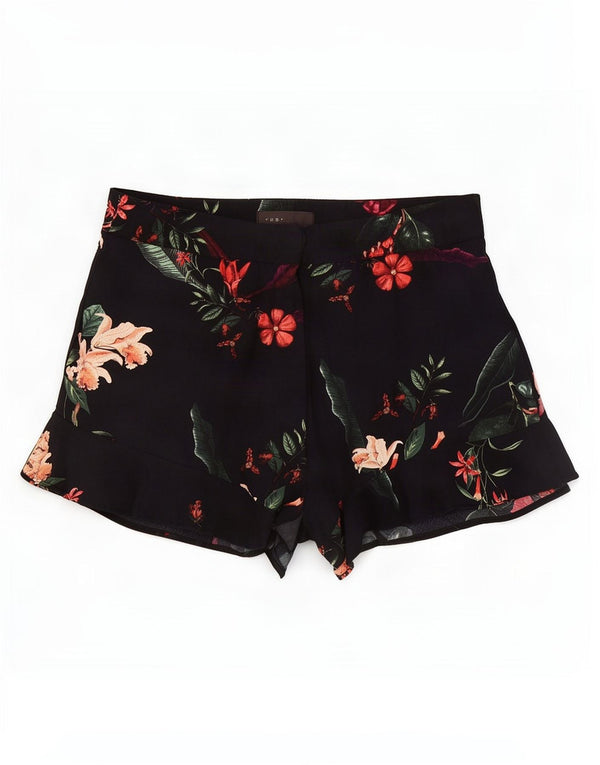 Zara Womens High Waist Casual Shorts Small W26 Black Floral Viscose