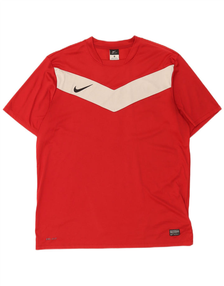 Nike Mens Dri Fit Graphic T-Shirt Top XL Red Colourblock Polyester