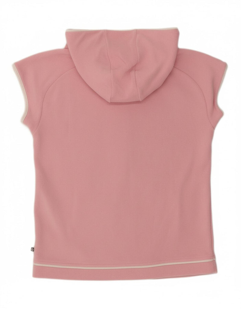 ADIDAS Girls Hooded Short Sleeve Fleece Jacket 15-16 Years Pink Polyester Vintage Adidas and Second-Hand Adidas from Messina Hembry 