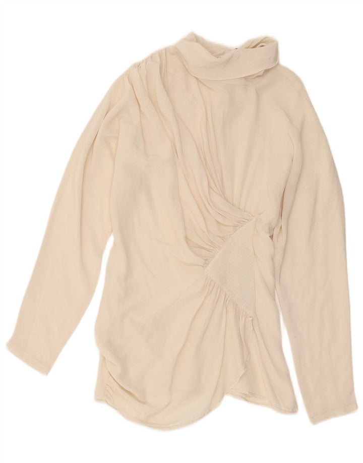 Pancaldi & B Womens Blouse Top UK 10 Small Off White Silk